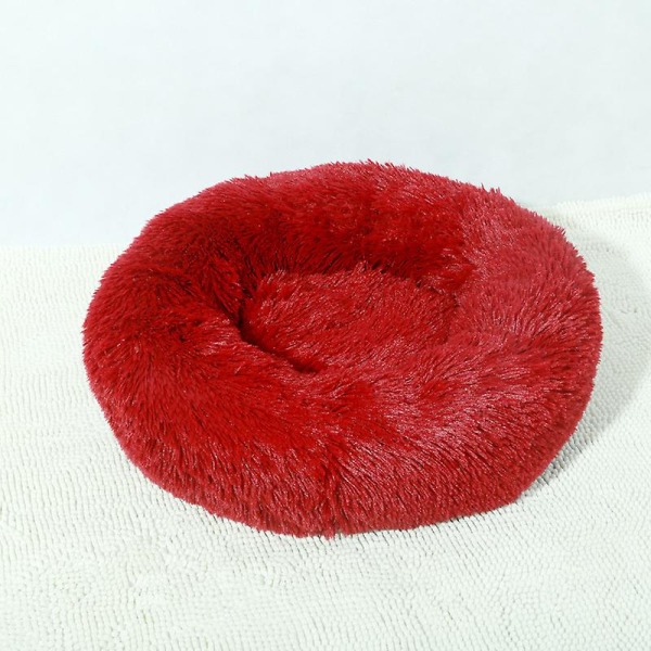 Comfy Caliming Pet Bed Dog Bed Warming Plysch Cuddler Extra Large Dog Bed Furniture Cushion Bed Wine Red 50cm