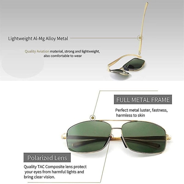 Uv400 Ultralätta Rektangulära Polariserade Solglasögon Dark Green