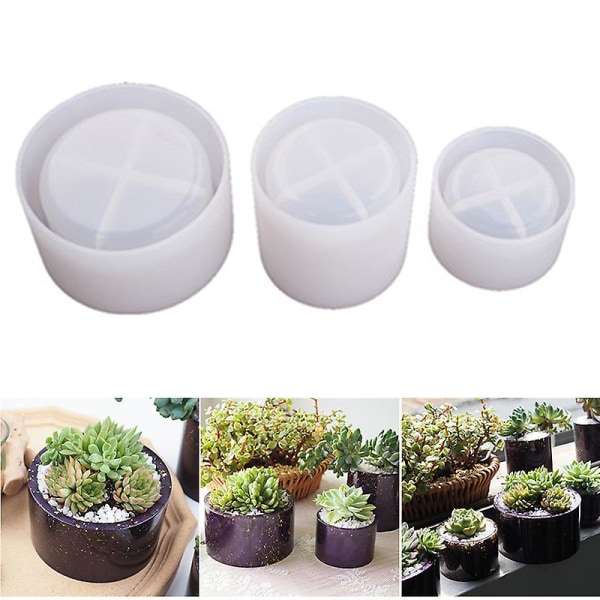 DIY Cylindrisk Blomsterpotteform Multifunktionel Håndlavet Håndværk Silikoneform Til Hjemmekøkken Bar 3pcs