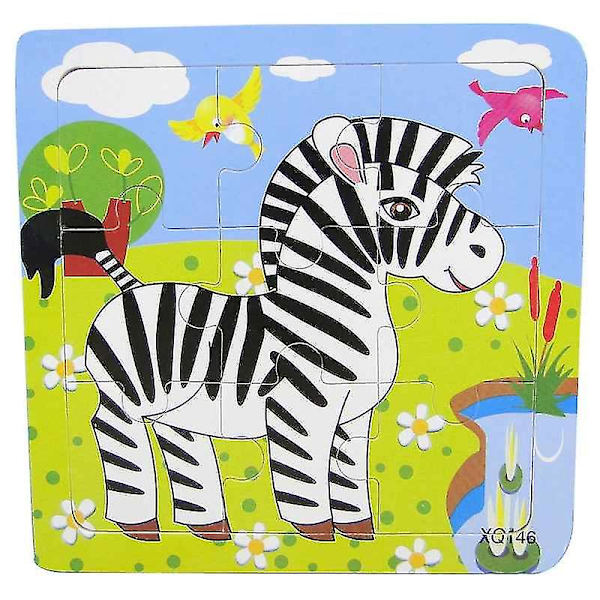 Træpuslespil med dyr til 3D mosaik, lærerigt for børn, til babys fødselsdag zebra