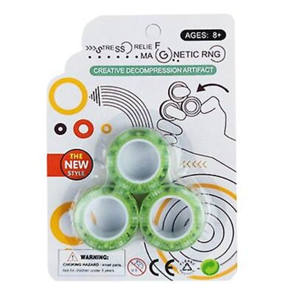 Nya 3st Magnetiska Snurr Fidget Ring Spinner Magnet Fidget Leksaker Avstressande B