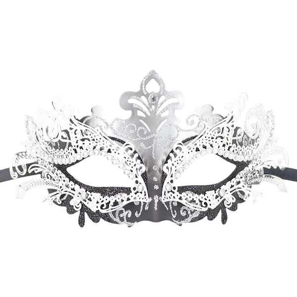 Par Maskerade Maske Metall Jern Sommerfugl Ballmaske (Sølv Svart) 2 stk Silver black