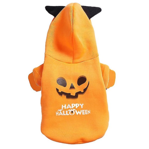 Hund Halloween Pumpa Huvtröja Kostym Valp Hoodie Kläder Yellow M