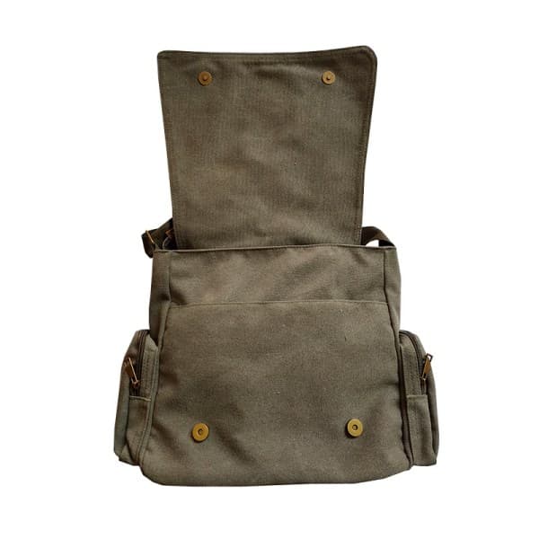 [LCS] Totoro Canvas Message Bag Cartoon Student Book Messenger Bag Multi-Pocket - Black