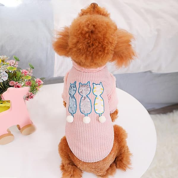 Katt Hund Kläder Tjockare Varma Julkläder Pink S