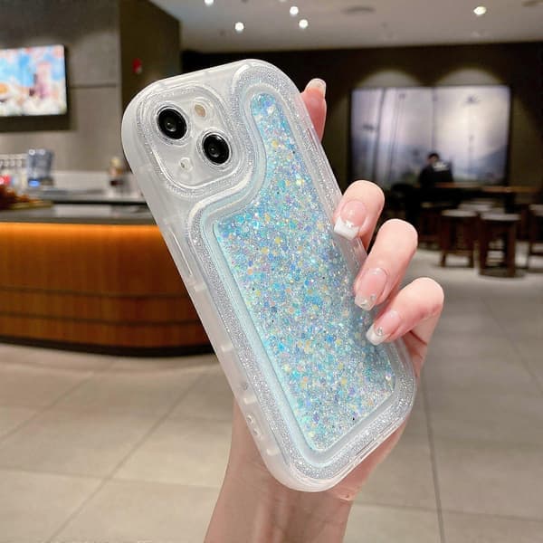For iPhone 14 Lysende Paljetter Glitter Epoxy Telefondeksel