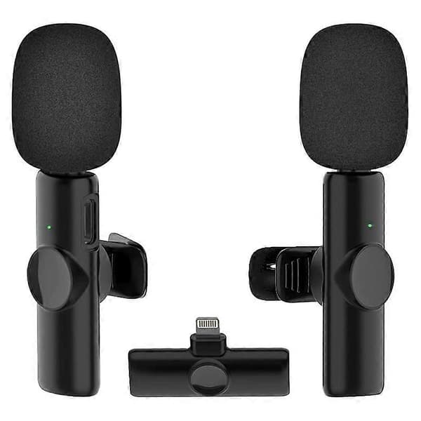Bluetooth Mini Mikrofon Trådløs Lavalier Støyreduserende Mikrofon for iPhone / iPad, med 8-pins mottaker og Not Specified Dual Microphones