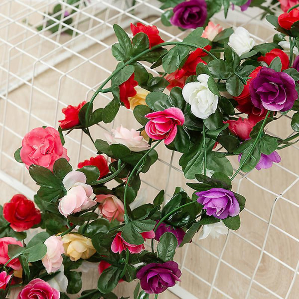 250cm Rose Konstgjorda Blommor Julgirland För Bröllop Hem Rum Dekoration Vår Höst Purple 2