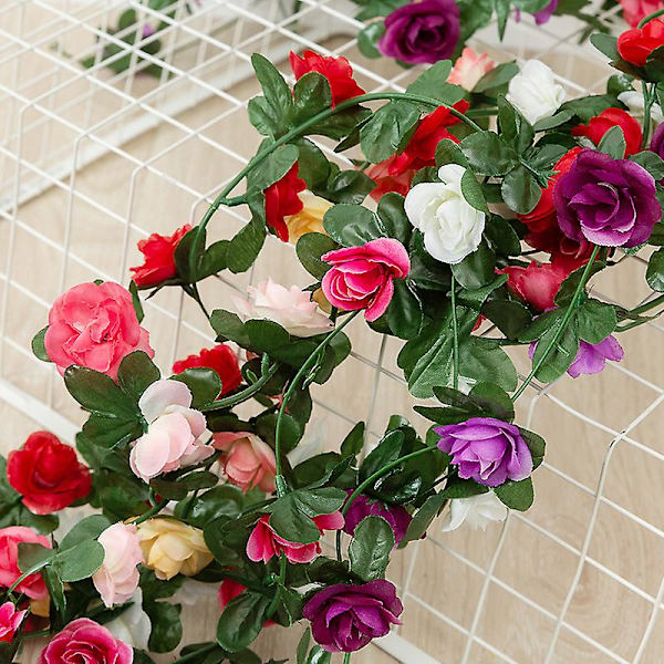250cm Rose Kunstige Blomster Julekrans For Bryllup Hjem Romdekorasjon Vår Høst Pink 2