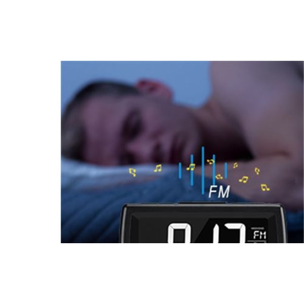 Kaksoisääli FM-herätyskello Radio USB Digitaalinen Kello Uinumaan-toiminto