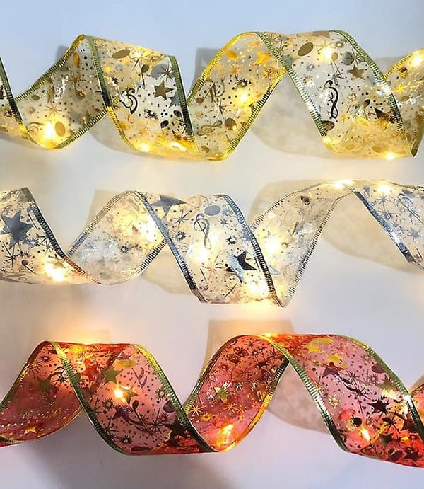 [LCS] LED-lampe Varmstempling Dobbel Bånd Lyslenke Juletrepynt Red