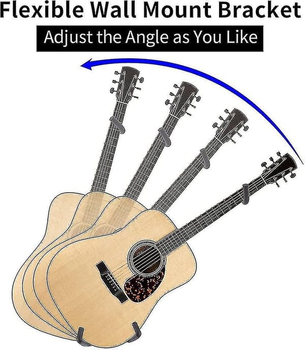 [LCS] Horisontellt Gitarrväggfäste, Lutande Gitarrhängare, Horisontellt Väggfäste för Akustisk Klassisk eller Elgitarr, Ukulele, Banjo, Mandolin