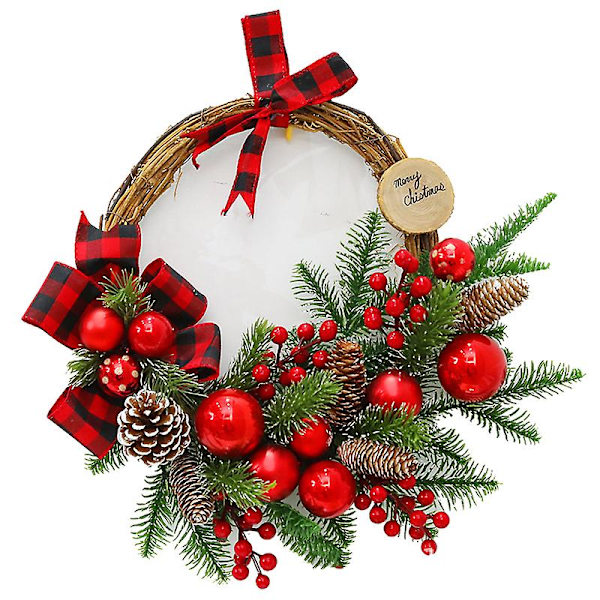Keinotekoinen joulukranssi etuoveen Ikkuna Takka Juhlapyhien koristekranssi 50cm WREATH