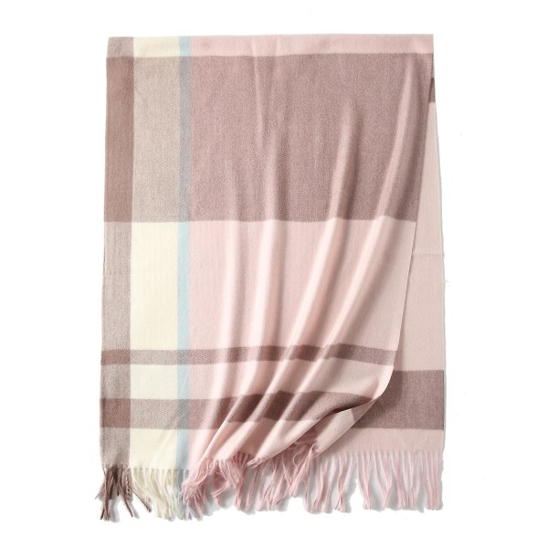 Klassisk Pläd Tartan Kashmirscarf För Kvinnor Män Mjuk Rutig Tofsscarf Rosa