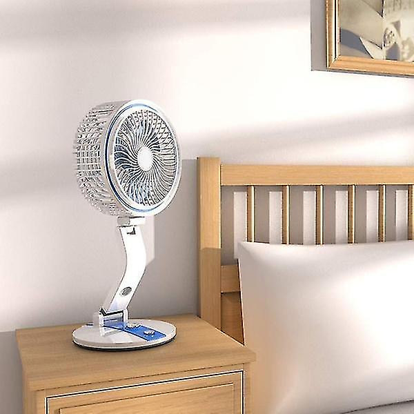 LED-lampa+Solpanel 4 Färg 7-tums Solcellsdriven Tyst Skrivbordsfläkt (Blå)