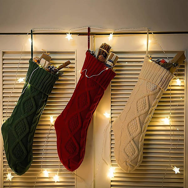 3 st Stickade Julstrumpor Jultomte Presenthållare Jul Väggdekorationer Ornament