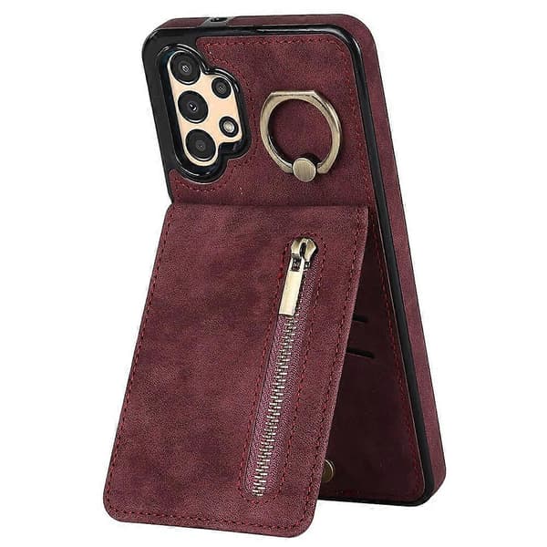 För Samsung Galaxy A13 5G/A13 4G RFID-blockerande stativfodral Retro PU+TPU Plånboksfodral Multicolor Wine Red