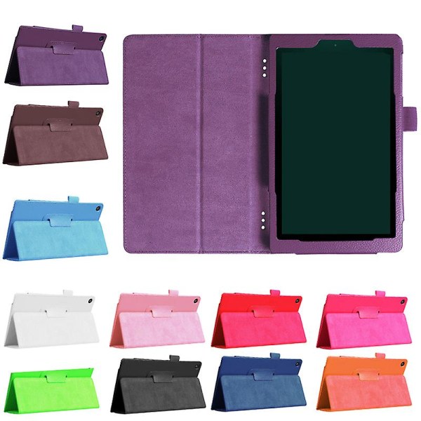 Pu Slim Folding Flat Cover Case Stand Med Auto Wake/Sleep För New Amazon Fire Hd 8 2017 Purple