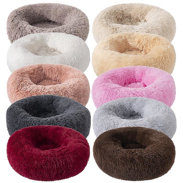 Djur Badsäng Rund Hund Katt Plysch Nest Valp Kattunge Komfort Sovmat Kennel Hundkoja Storlek: 80cm Leather Pink