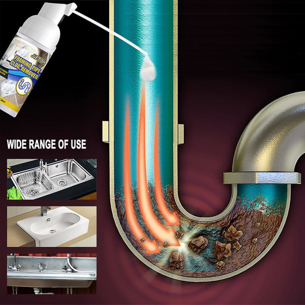 Disk- och avloppsrengörare Skumrörsmuddring Deodorant Snabbskummande rengöringsmedel för diskbänk Toalettskål 100ML