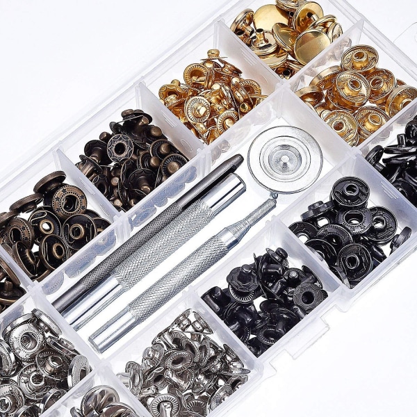 120 Sett Trykknapper Sett 6 Farger Metall Trykknapper Knapp Press Studs