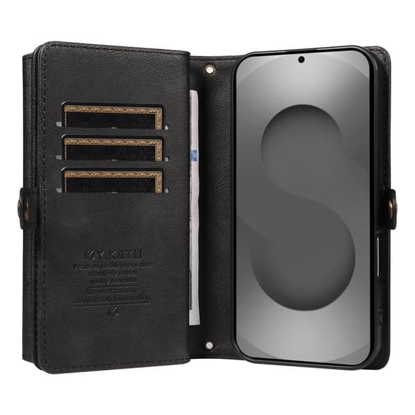 [LCS]YIKATU Samsung Galaxy S26 Ultra Wallet Case Artificial Leather - Black