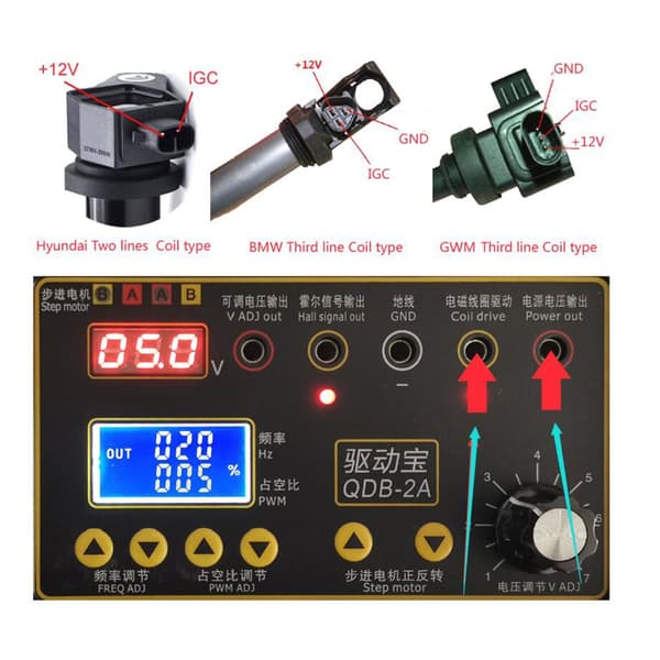 [LCS] Tennspole test Injektor magnetventil Tomgangs-steppermotor tester for bil