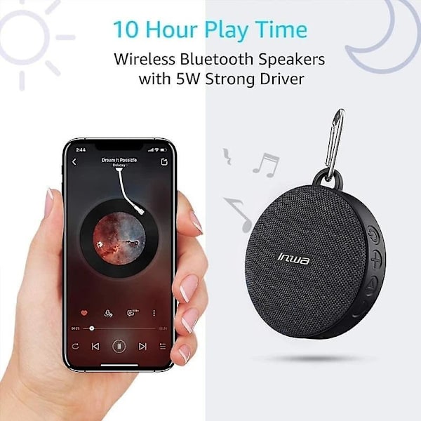 Svart bluetooth + cykelinstallation 3D stereo högtalare portabel utomhus handsfree vattentät mini