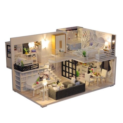 [LCS] Miniatyrhus DIY 3D Tre Møbler LED Hus Puslespill Dekor