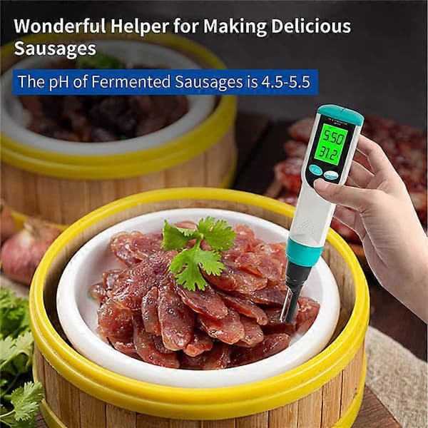 [LCS] pH-meter med ATC mat-pH-tester, vanntett digital mat-pH-måler med høy nøyaktighet pH/temperatur