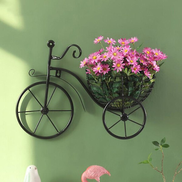 Cykel Blomsterkurv Vægkunst Vægmontering Hængende Blomsterreol Unikke Kunst Ornamenter Klassisk Retro White