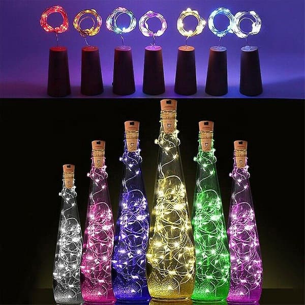 [LCS] Flaskälva Ljusslinga Batteri Korkformad Jul Bröllopsfest 20 Led 2m Pink