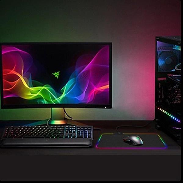 Lysende RGB LED Gaming Musemåtte Skridsikker Skrivebords Tastaturmåtte 35x25CM