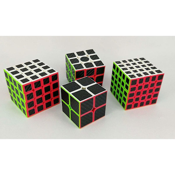 Magisk Kub, Rubiks Kub Speed Cube Set, 2x2 3x3 4x4 5x5 Kolfiber Sticker Kub Paket För Barn