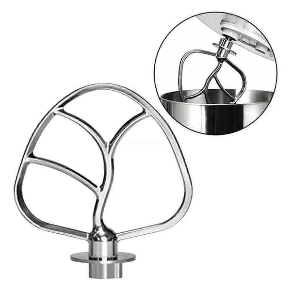Blandedel i rustfrit stål, piskeris, rørepind, kompatibel med KitchenAid røremaskine Silver