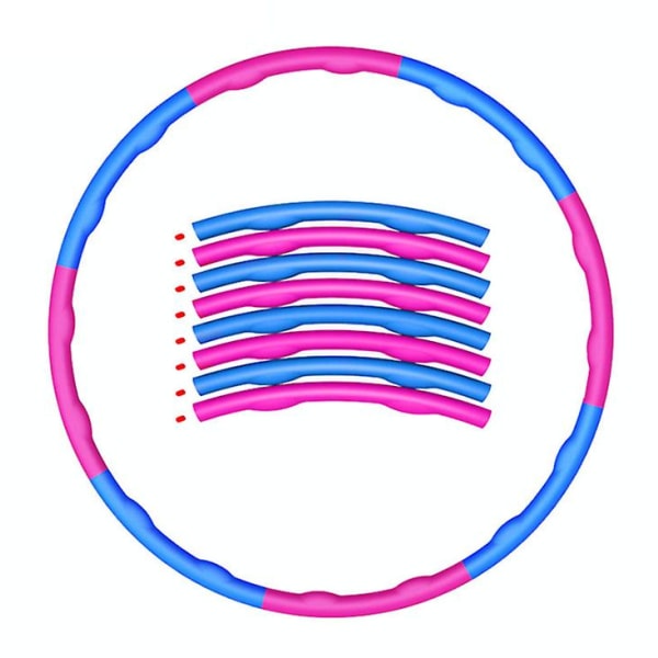 Vægtet Foldbar Hulahopring Abdominal Træner Fitness hula til Voksne 1,2 kg 8 Knuder pink and blue