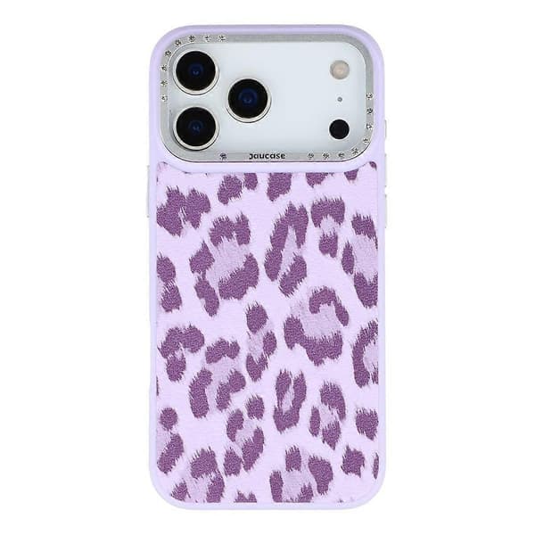 JAUCASE Kompatibel med iPhone 17 Pro Max Magnetisk Deksel Leopardmønster PU + TPU + PC Telefonbakdeksel Purple