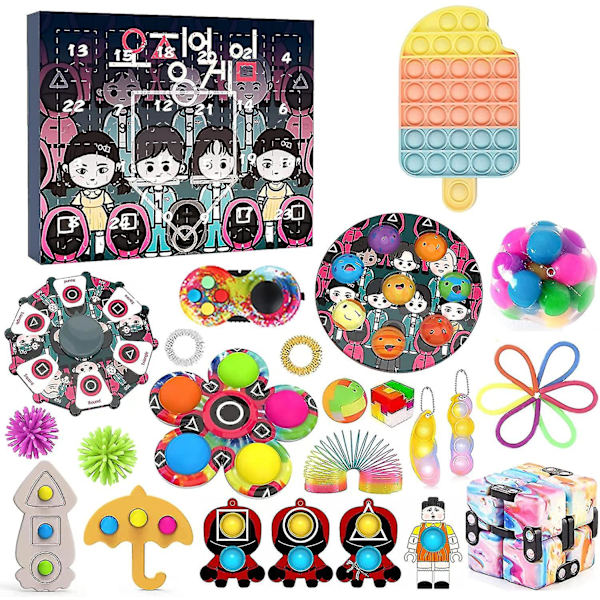 Squid Game Fidget Joulukalenteri Lelu Pakkaus 2021, Poppet Popilla