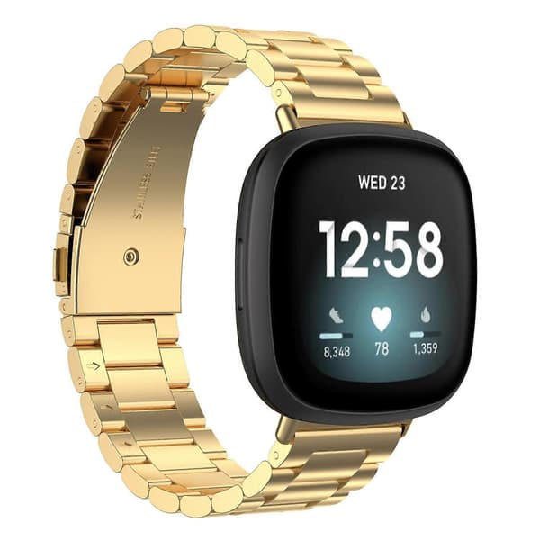 [LCS]xDfind Tre Pärlor Quick Release Metall Klockarmband Gold For Fitbit Versa 4 / 3 / Sense2 / 1