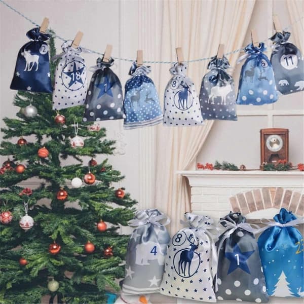24 stk. Jule Adventskalenderposer Jule Nedtælling Gaveposer D
