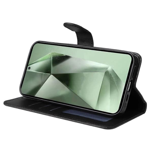 För Samsung Galaxy S24 FE Plånboksfodral PU Läder Stativ Flip Telefonfodral Multicolor Black