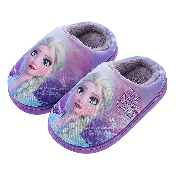 Barn Cotton Tofflor Tecknad Frozens Elsa Sofia Höst Vinter Varma Skor Elsa Lila 36-37 Inner Length 22cm Elsa Purple