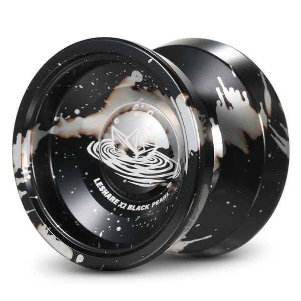 [LCS] Aluminium Yoyo-kugle til konkurrencebrug, gave med leje, snore og handske Black - Silver 1
