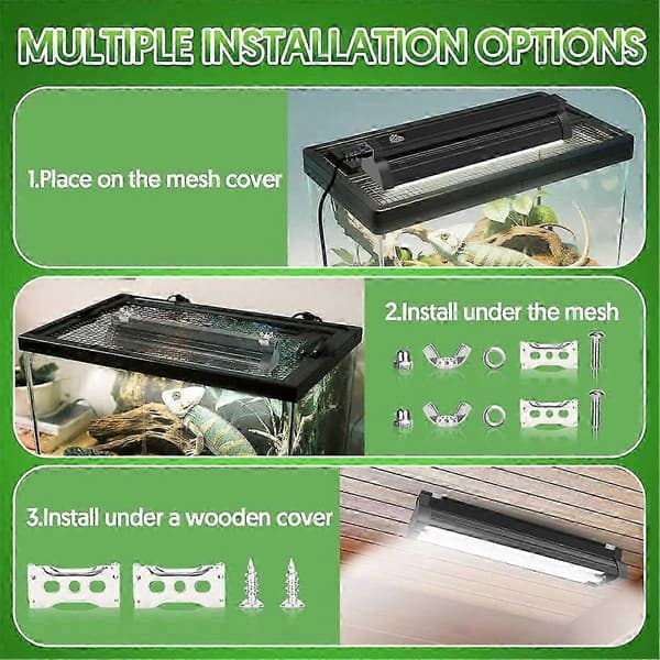 T5 UVB reptillysarmatur 8W 10.0 UVB-lampe med buet legeringsreflektor for terrarium