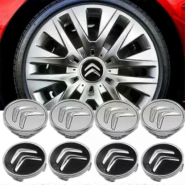 4 stk. Bilhjul Centerkapsler Egnet til Citroen C2 C3 C4 C5 C1 Elysee Berling Xsara Picasso Saxo Cactus DS3 DS4 DS6 Navkapsel Tilbehør Silver 4pcs
