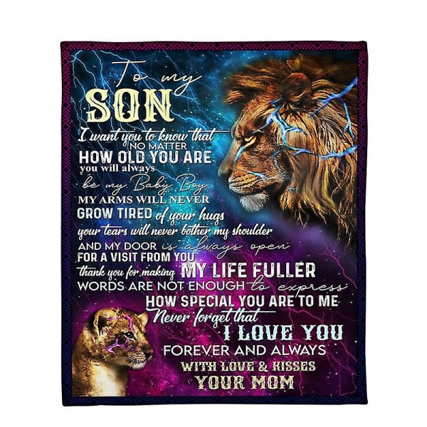 Till min son jag vill att du ska veta att oavsett hur gammal du är kommer du alltid att vara min baby lejonmamma 140x180cm