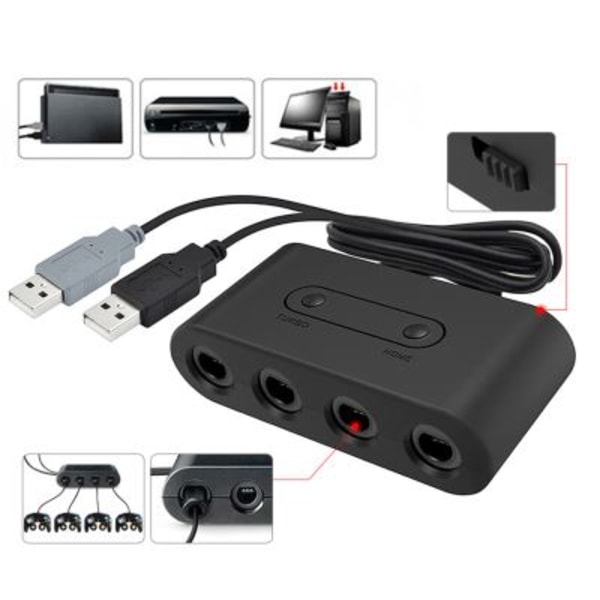 4 USB -portar för kontrolladapter för Nintendo Gamecube NGC S