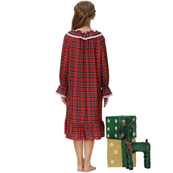 Pigekjole Natkjole Langærmet Prinsesse Pyjamas Kjole red 150cm