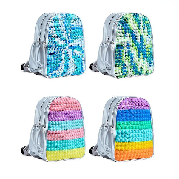 Pop Its Ryggsekk Dekompresjonsdesign Familiespillveske Grå Søt Regnbue Pop Fidget Skolesekk Tilbake Til Skolen Color  C