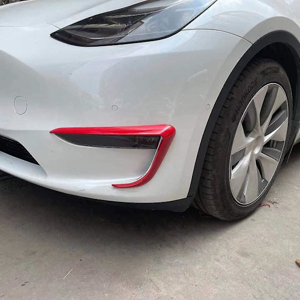 Matt svart kolfiber pärlvit för Tesla Model Y modifiering bil ompackning främre dimljus ögonbryn dekorera Matte black